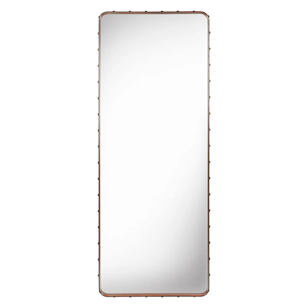 Gubi Adnet Rectangular Wall Mirror 70 x 180cm Tan Leather 2