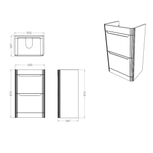 Wickes Malmo Reed Green Freestanding J Pull Compact Vanity Unit & Basin - 500 x 350mm 2