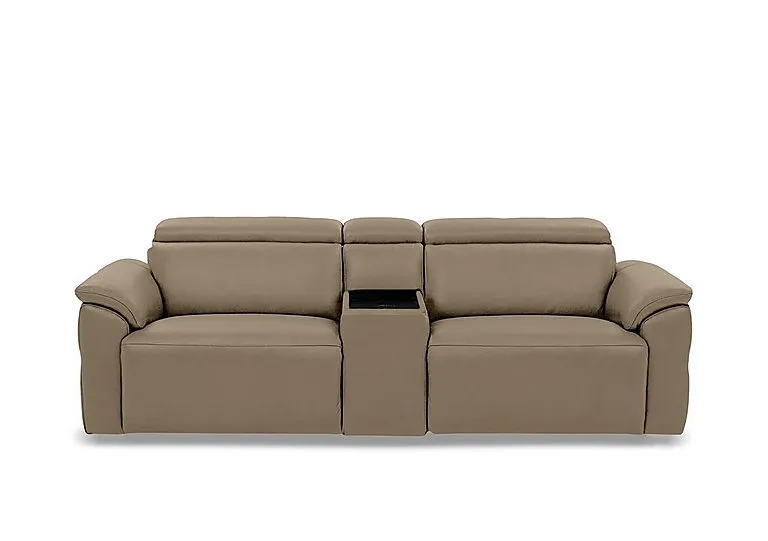 Dolomite 3 Seater Leather Power Recliner Sofa with Power Headrests and Console - Montana Barley