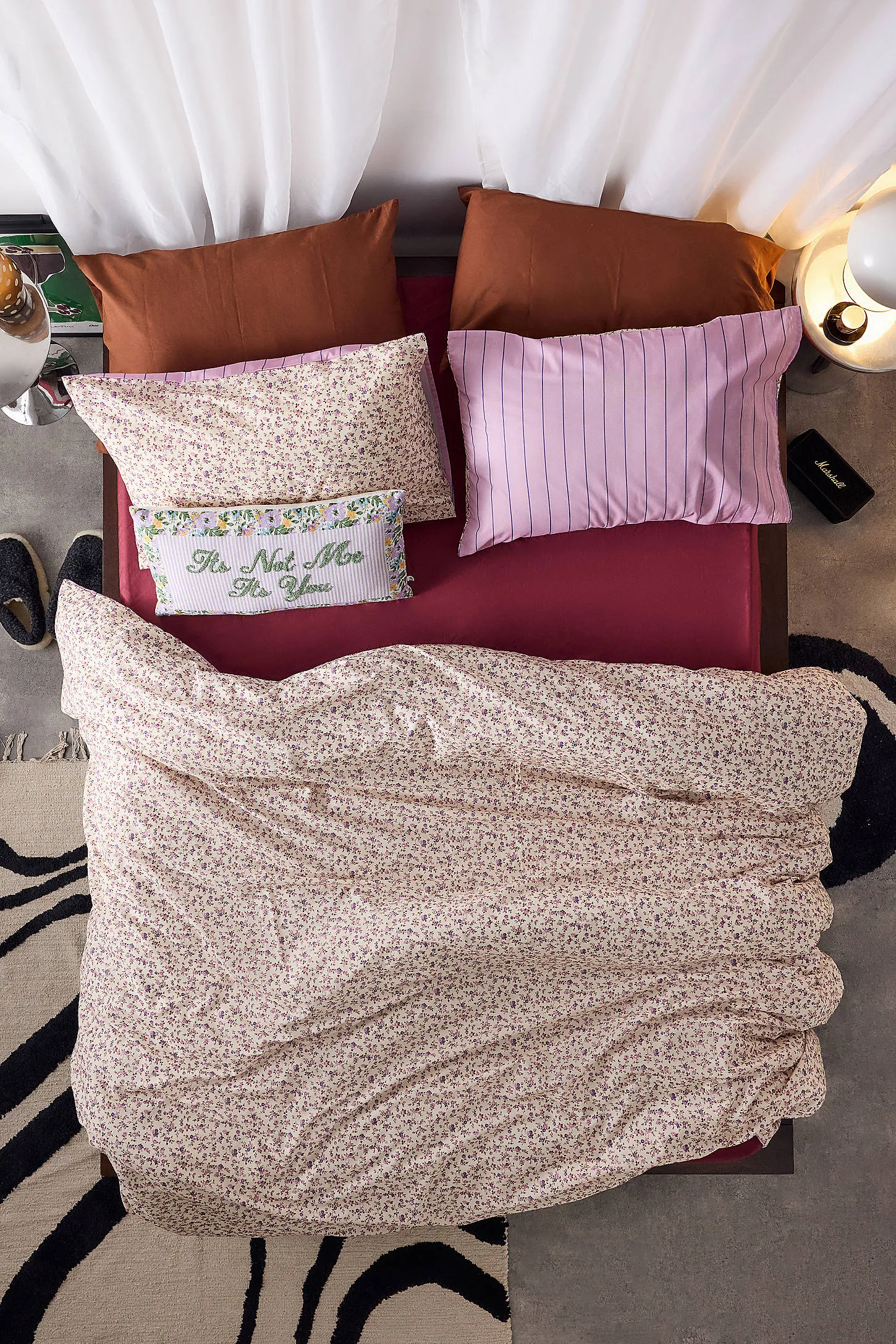 Purple Ditsy Floral Reversible Duvet Set - Purple