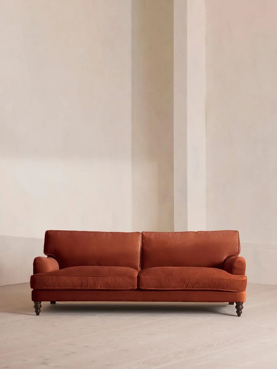 Arundel Four Seater Sofa, Velvet, Rust