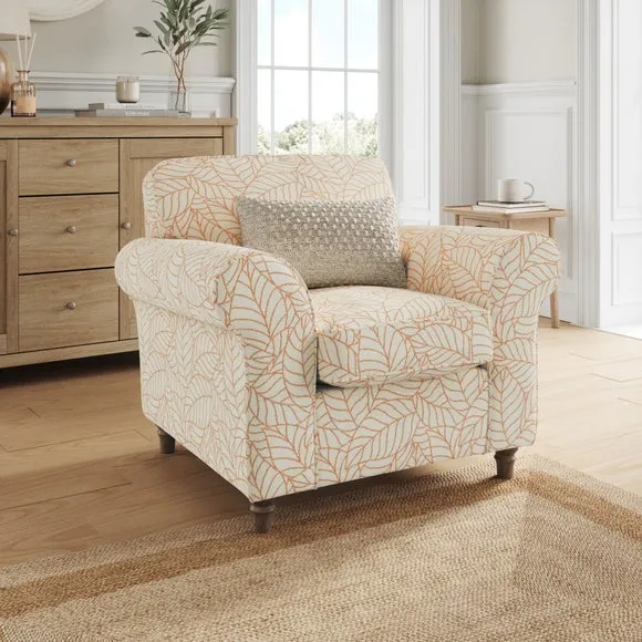 Flori Woven Leaf Fabric Armchair 1