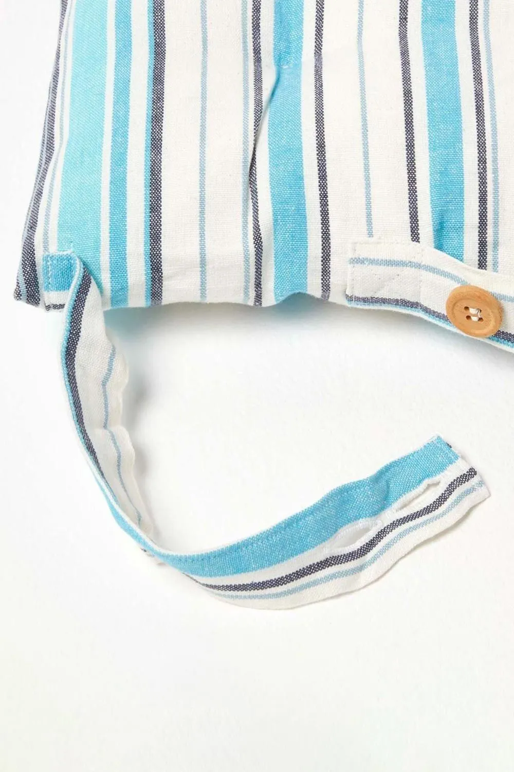 Homescapes 4 Pack Seat Pads Cotton Blue Striped Indoor Outdoor Garden Cushion, 40cm 4