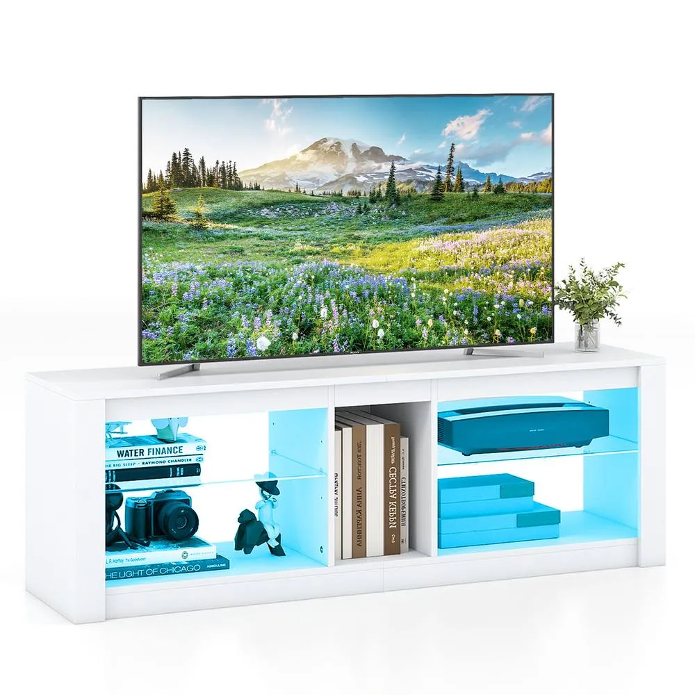 Costway Wooden TV Stand Cabinet for 65 Inch TVs Media Entertainment Center in White 2
