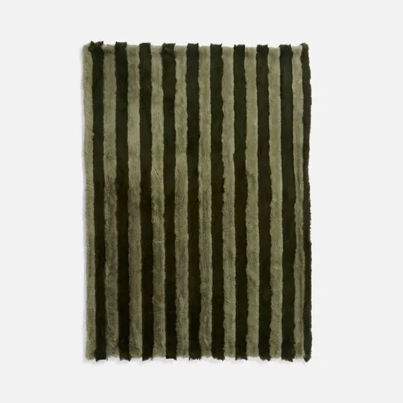 Two-Tone Striped Faux Fur Throw Blanket 130cm x 180cm 3
