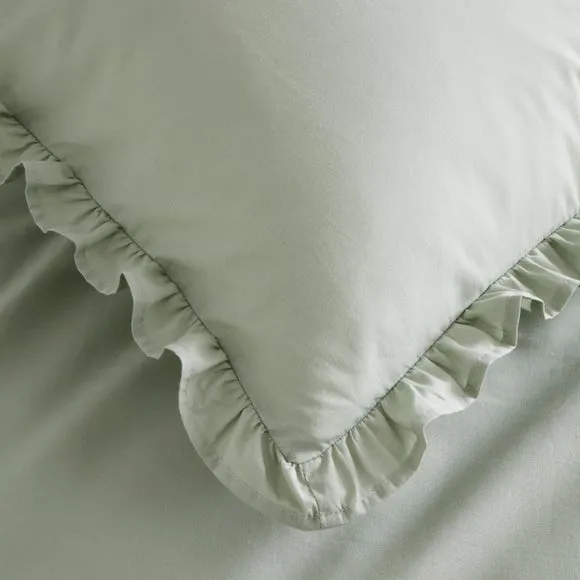 Pure Cotton Frilled 100% Cotton Duvet Cover & Pillowcase Set 4