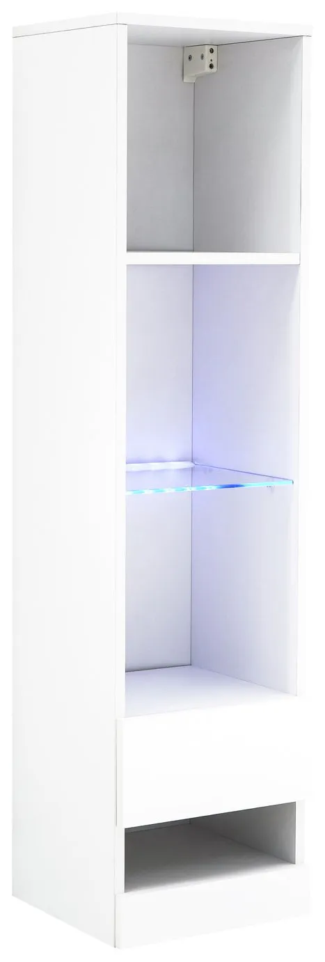 Galicia 4 Shelf Wall Mounted LED Bookcase - White