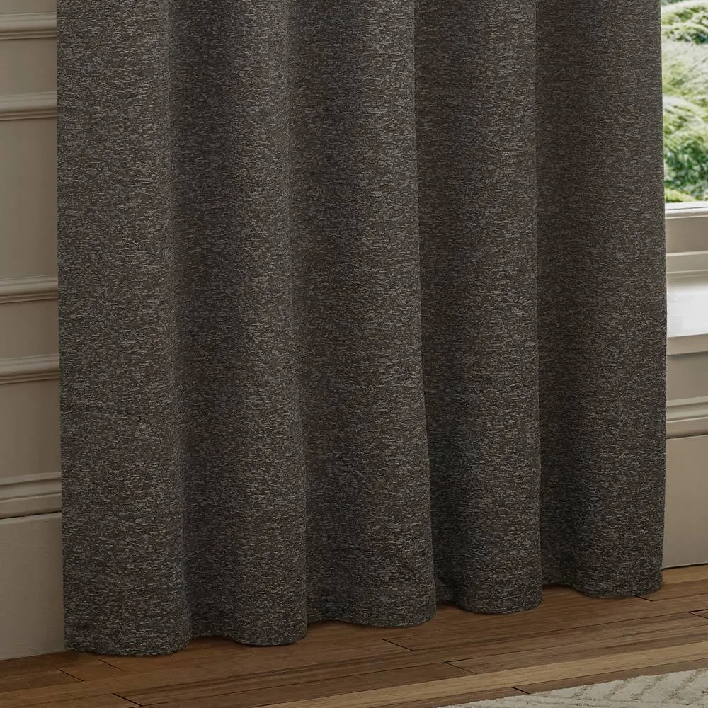 Paoletti Galaxy Velvet Chenille Eyelet Curtain Pair in Charcoal 4