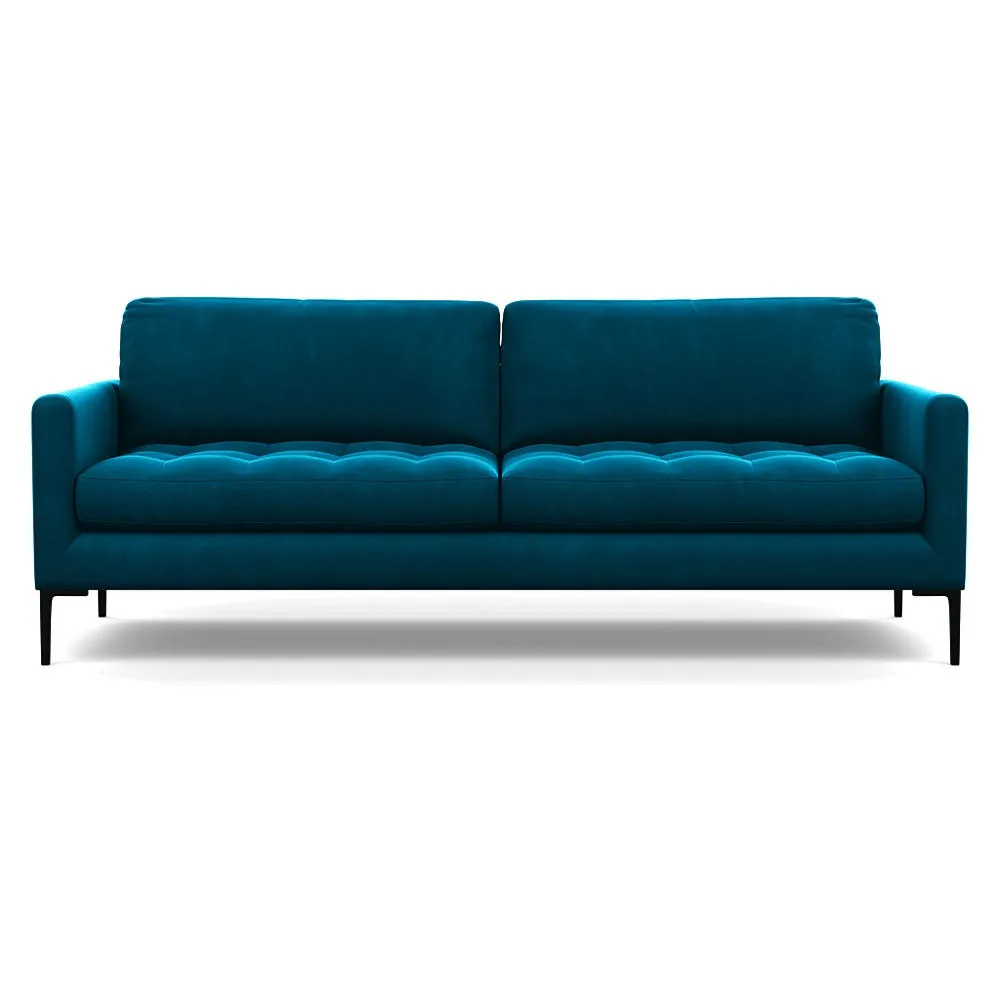 Heal's Eton 4 Seater Sofa Velvet Teal Black Feet 1