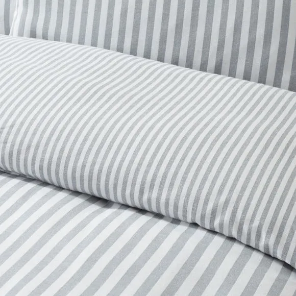 Catherine Lansfield Stripe 100% Brushed Cotton Reversible Duvet Cover & Pillowcase Set 4