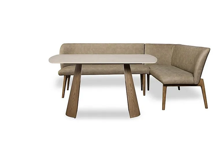 Sansa Rectangular Fixed Dining Table and Faux Leather Right Hand Facing Corner Bench - In Time for Christmas