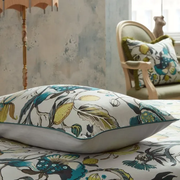 EW by Edinburgh Weavers Morton Floral Teal 100% Cotton Sateen Pillowcase Pair 3