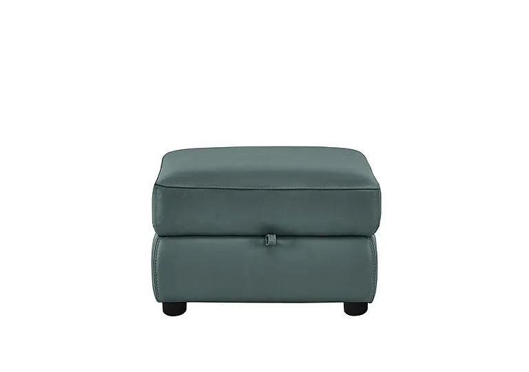 Echo Leather Storage Footstool - BV Lake Green