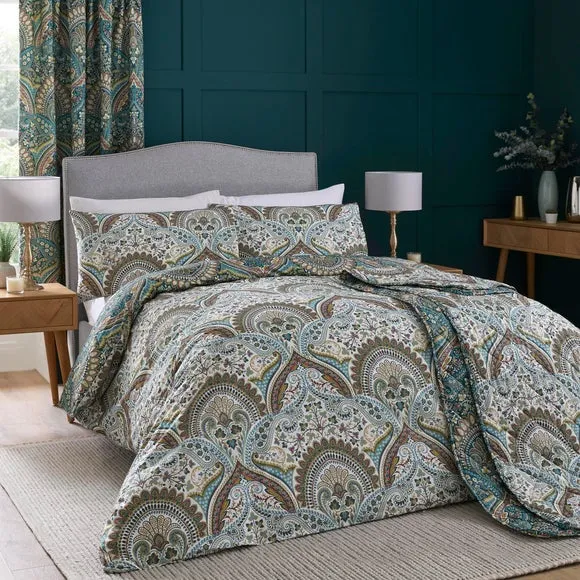 Palais Reversible Teal Duvet Cover and Pillowcase Set 5