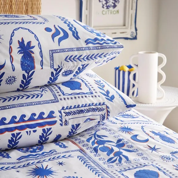 Furn. Frieze Blue Duvet Cover and Pillowcase Set 2