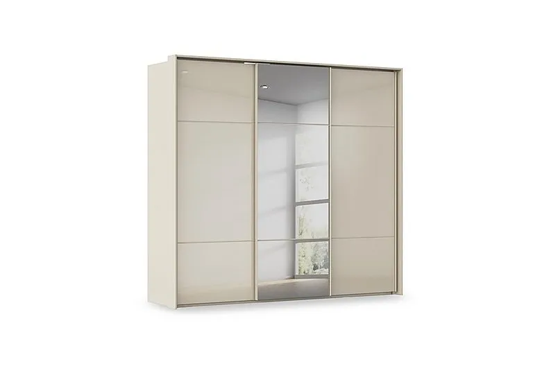 Haven 250cm 3 Door Slider Wardrobe with 2 Glass Doors and 1 Mirror Door