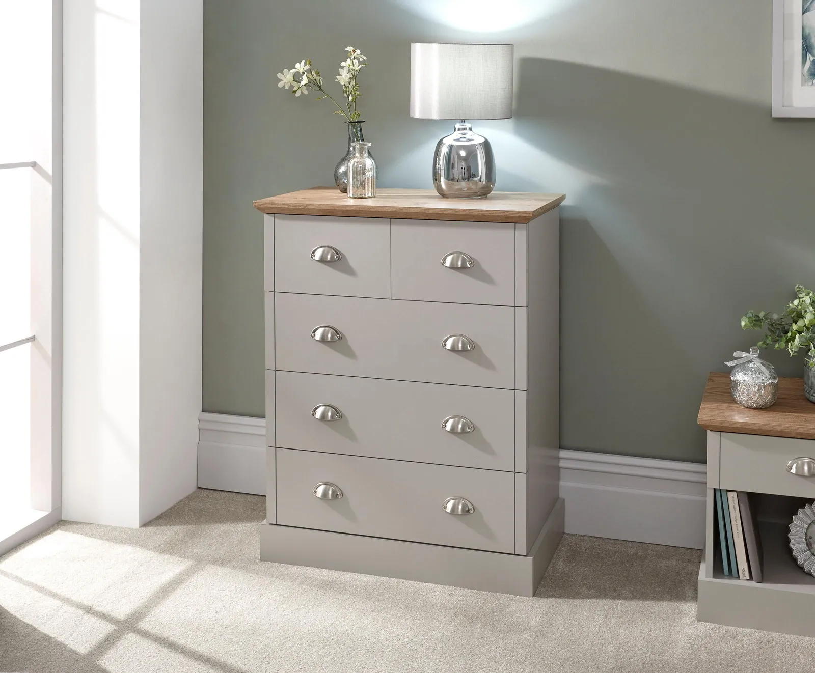 GFW Kendal 2 + 3 Drawer Chest in Grey