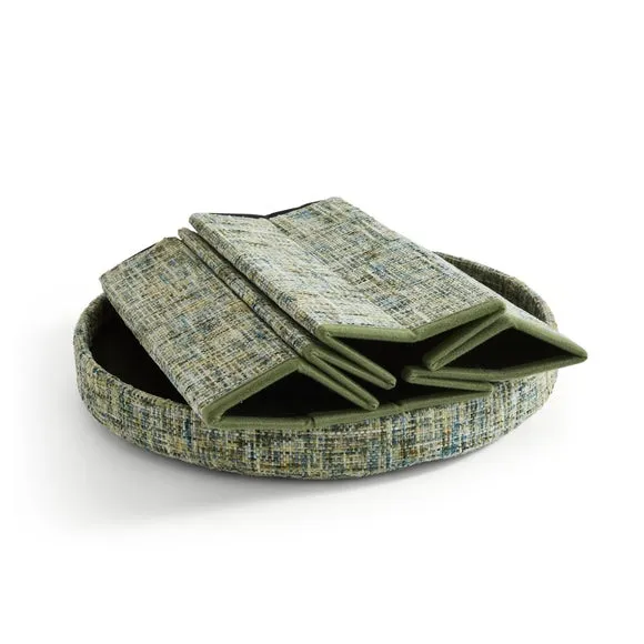 Multi Chenille Round Ottoman 4