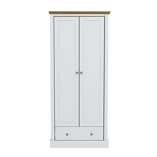 Devon Wooden Wardrobe In White With 2 Doors