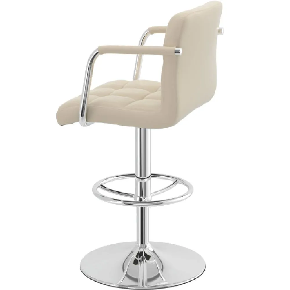 netfurniture Zazy Cream Padded Arm Bar Stool - Adjustable Cream Seat 5