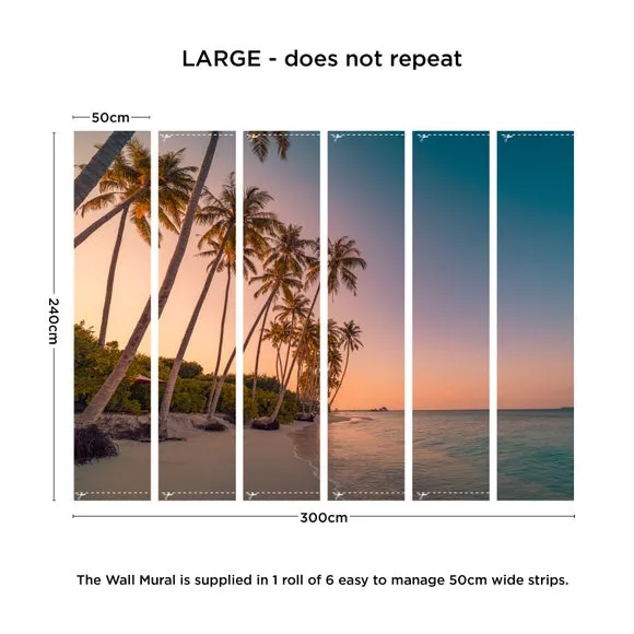 Sunset Beach Multicoloured Wall Mural 4