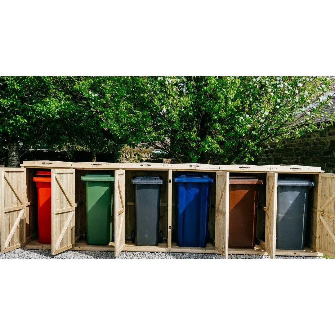 Buttercup Farm Chatburn Sextet Wheelie Bin Store, Fits 4x 180L or 240L & 2x 140L Bin in Brown