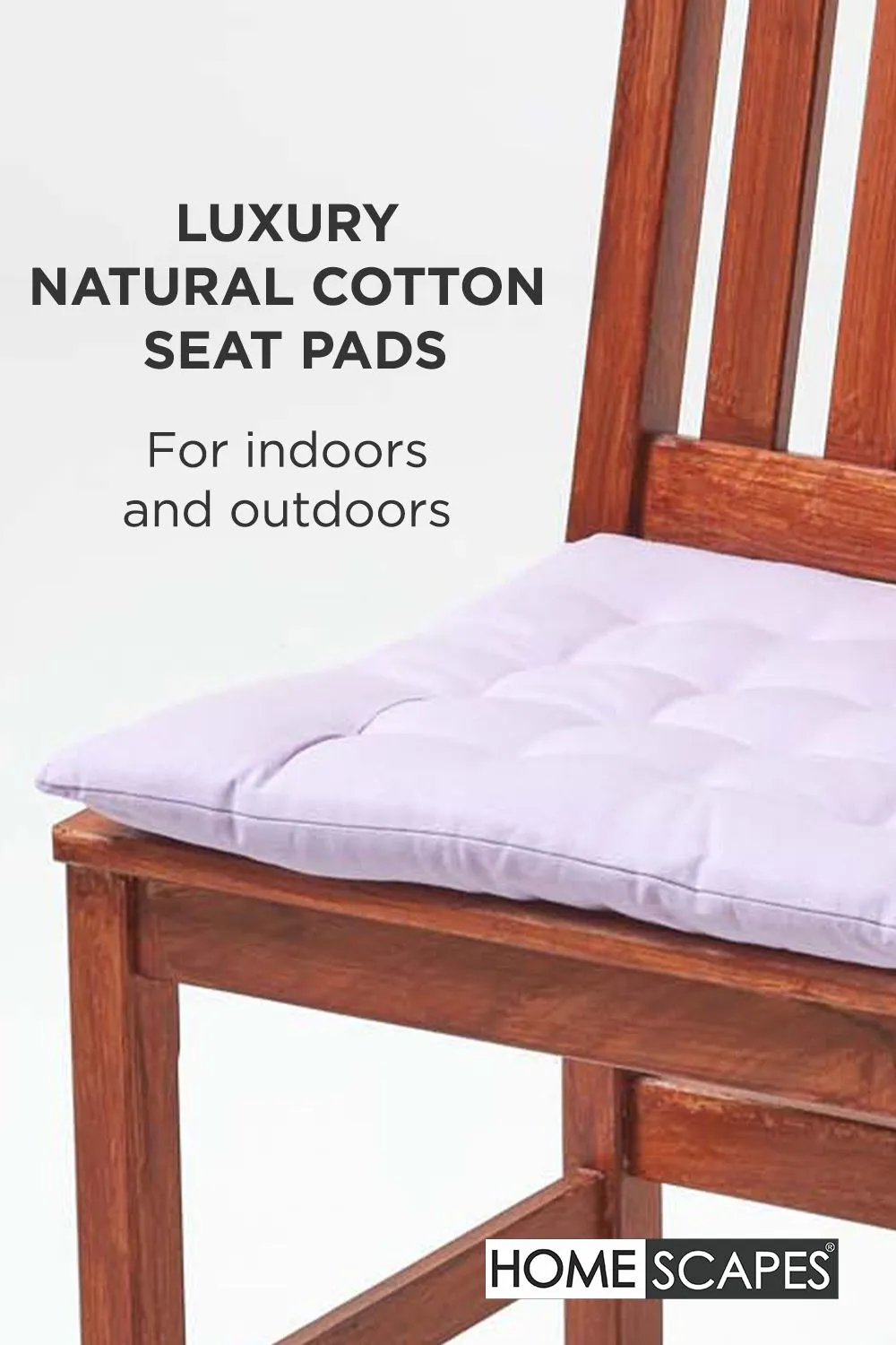 Homescapes 4 Pack Seat Pads Luxury 100% Cotton Indoor Outdoor Garden Cushion, 40cm in Mauve 2