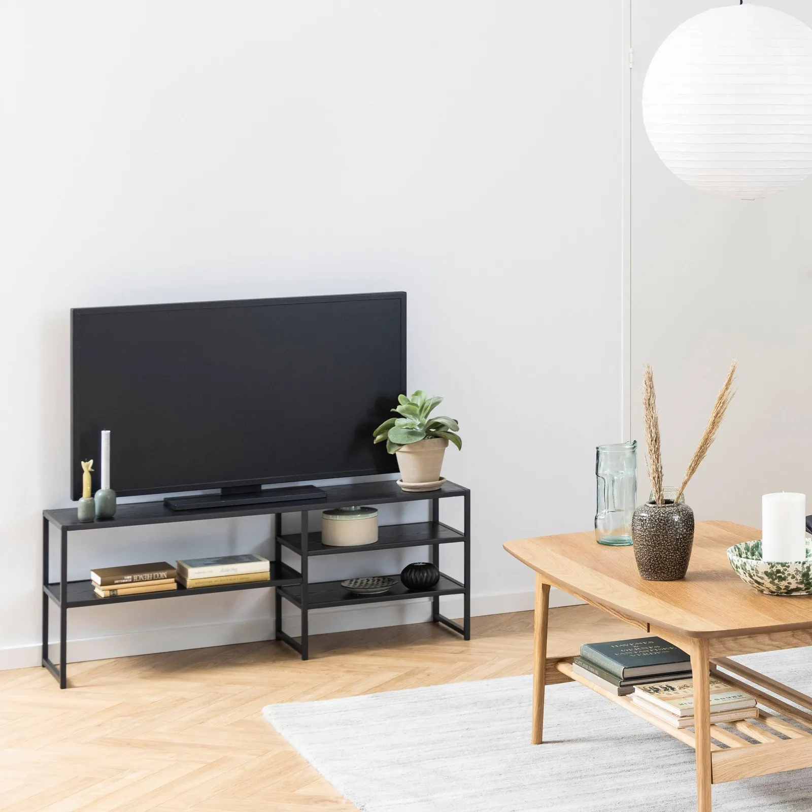 Furniture To Go Seaford Black Metal Open TV Unit with 3 Black Shelves 5