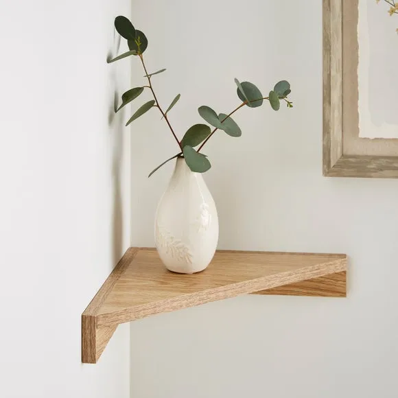 Ainsley Oak Effect Corner Wall Shelf