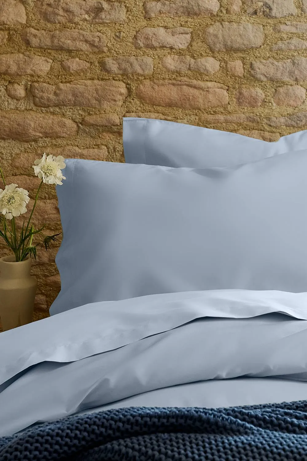 CHRISTY Pure Cotton Percale King Pillowcase Pair in Pale Blue 2