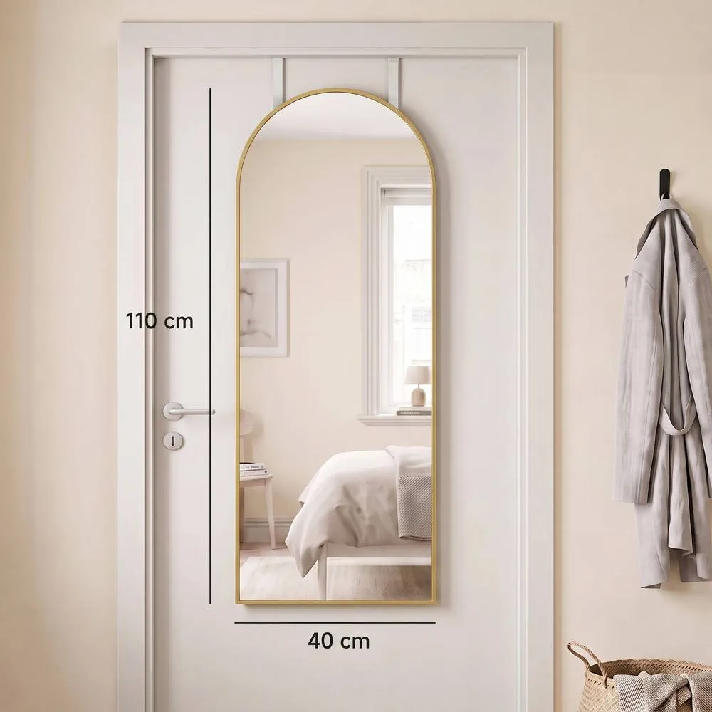 HOMCOM 40 x 110 cm Full Length Hanging Mirror, Arched Mirror, Gold Tone 3