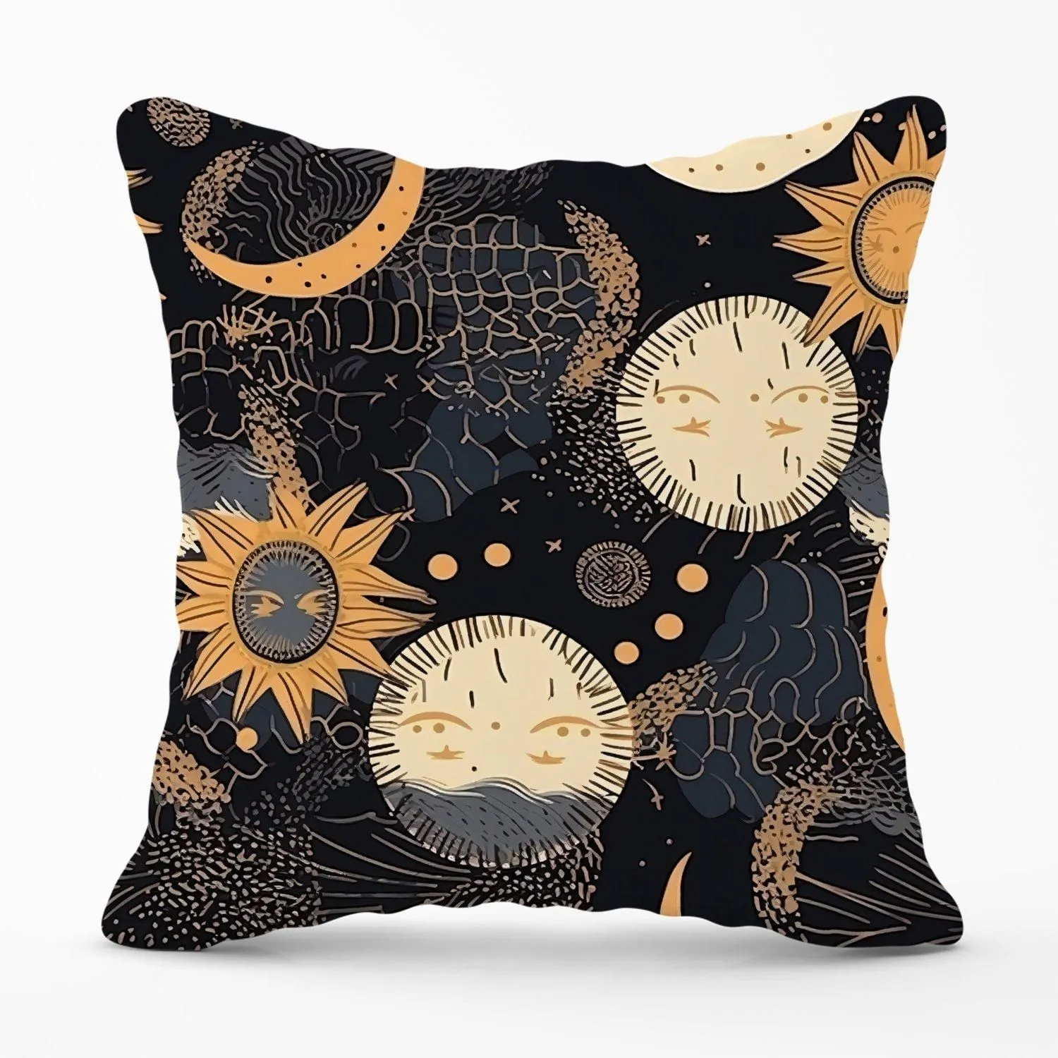 Warren Reed - Designer Gold Sun & Moon Outdoor Cushion in Yellow