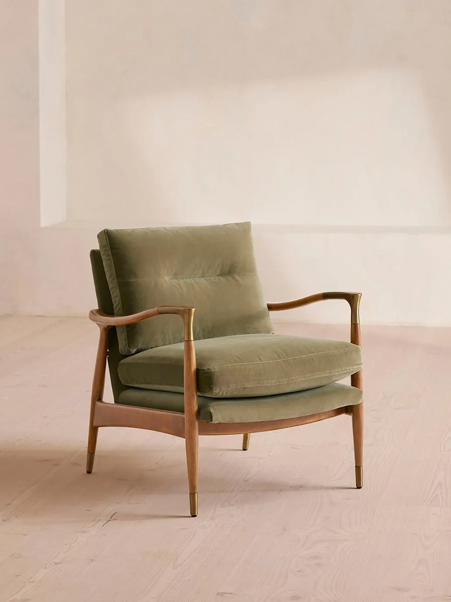 Theodore Oak Armchair, Velvet Lichen