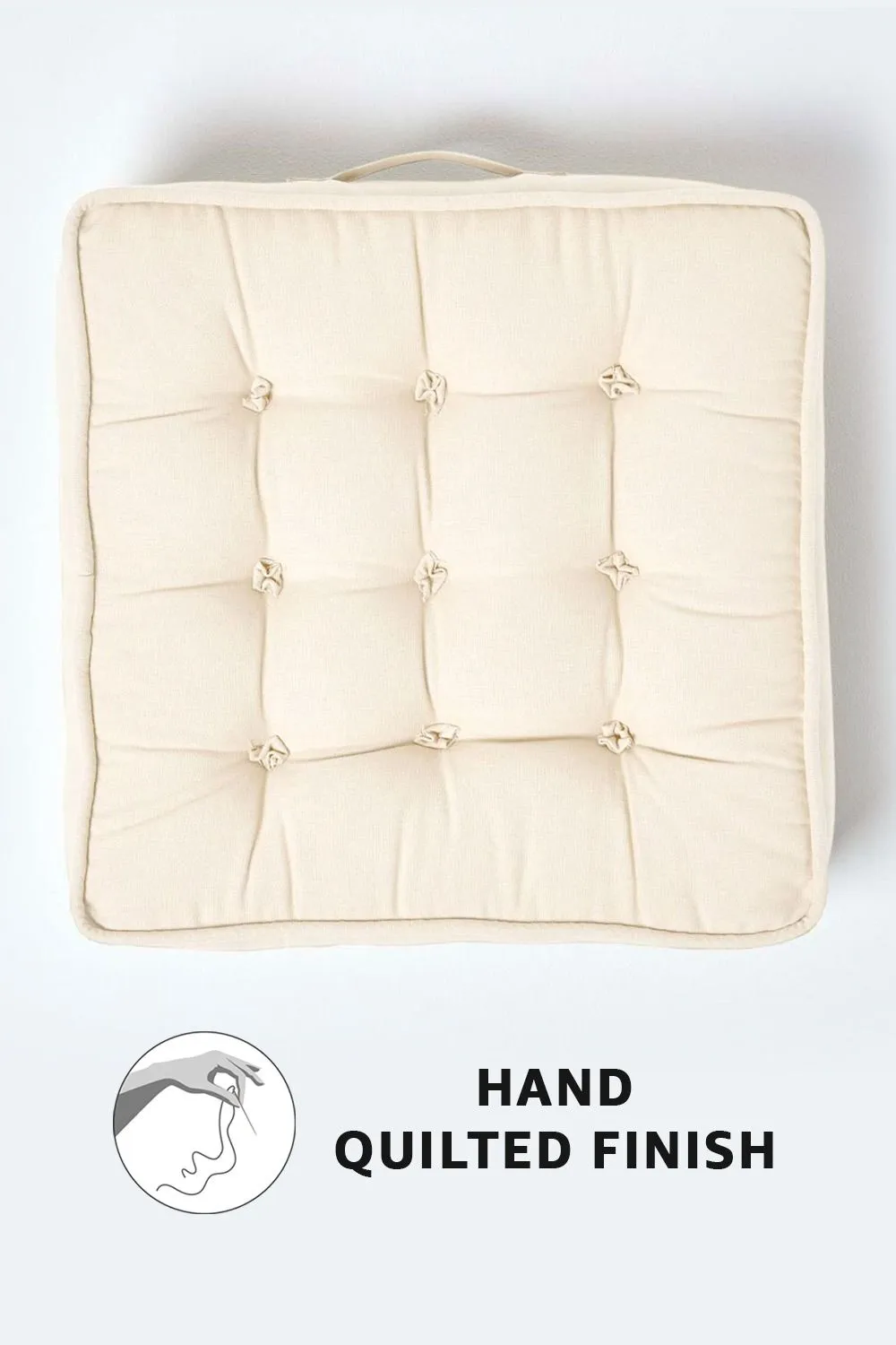 Homescapes Cotton Armchair Booster Cushion in Cream 3