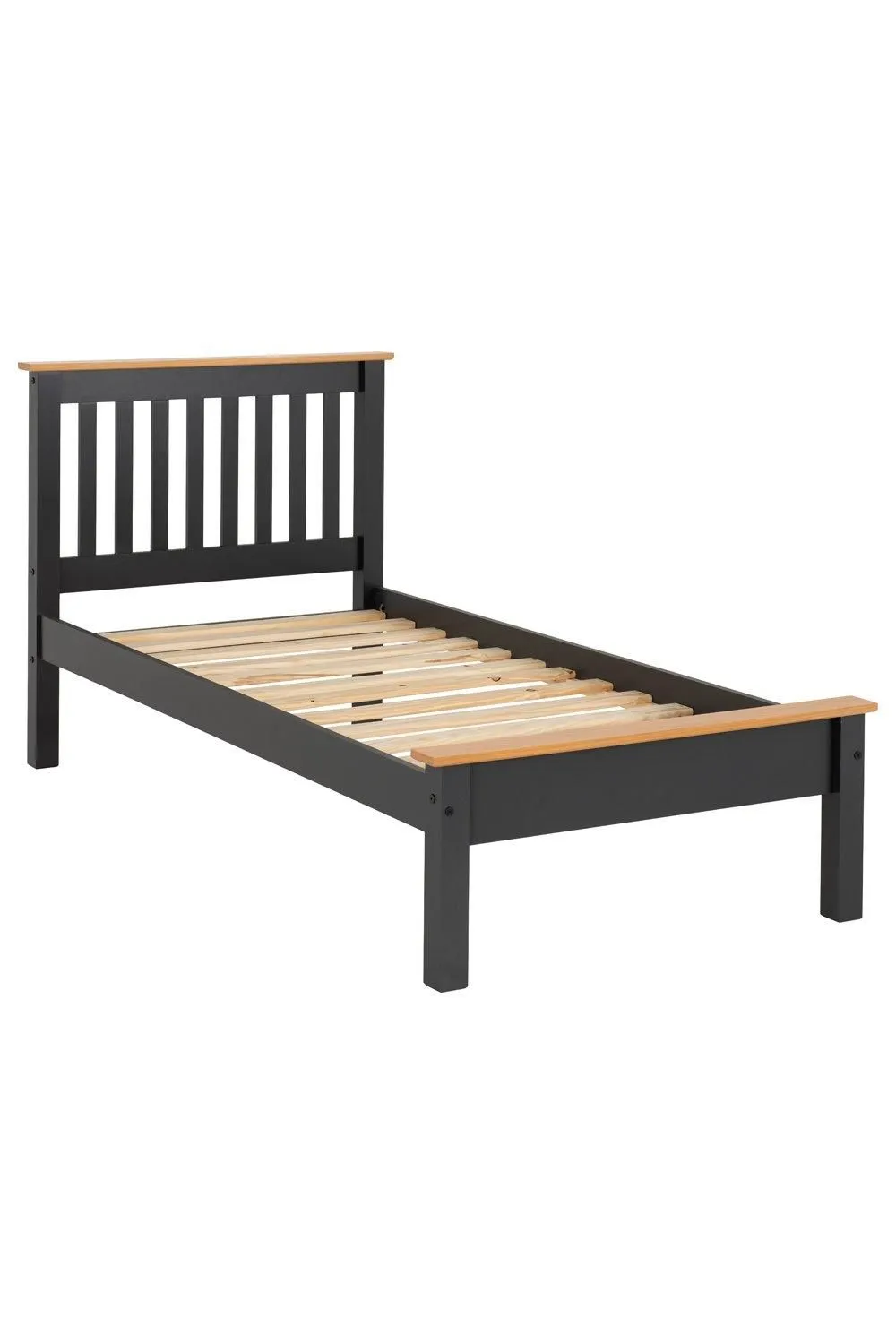 Seconique Monaco 3' Single Bed Low Foot End in Dark Grey 2