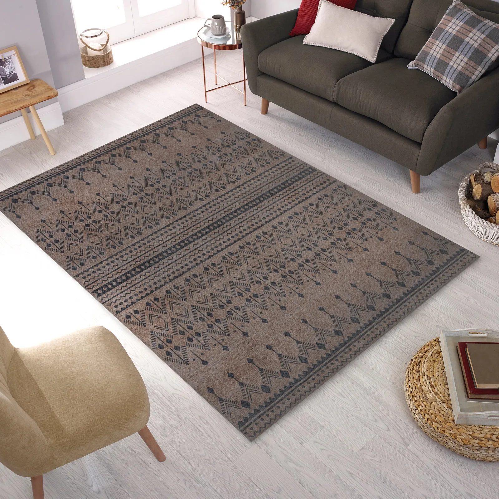 Match Niko Jute Look Washable Rug Natural