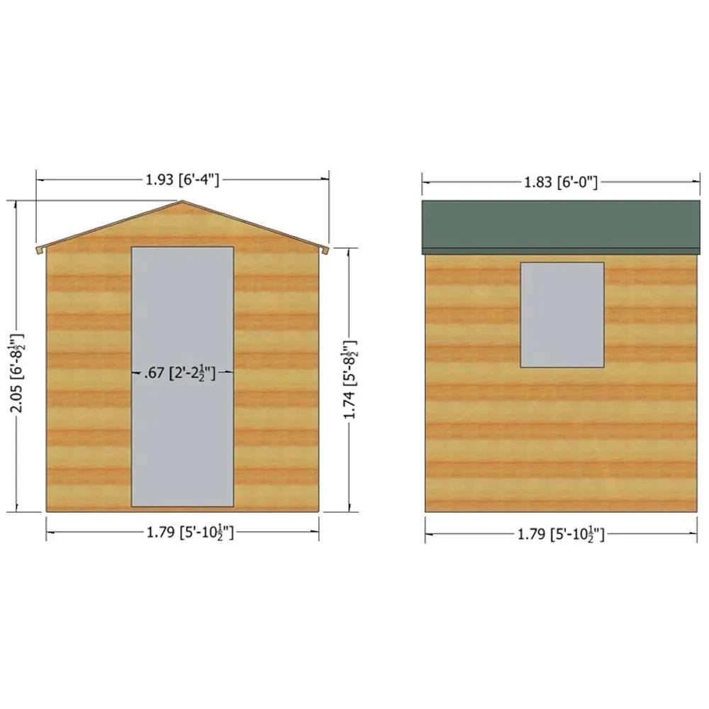 Shires Faroe Single Door Tongue & Groove Garden Shed Workshop Approx 6x6 ft in Brown 5