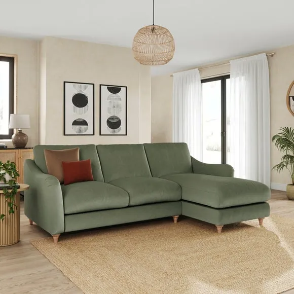 Hattie Matte Plush Velvet Corner Chaise Sofa 1