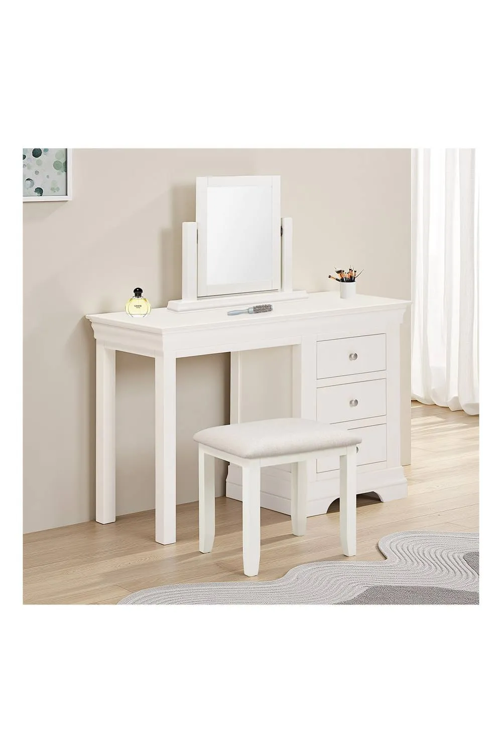 Seconique Bordeaux 3 Drawer Dressing Table Set in Ivory