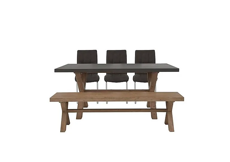 Fusion Large Table, 3 Chairs and Dining Bench Set
