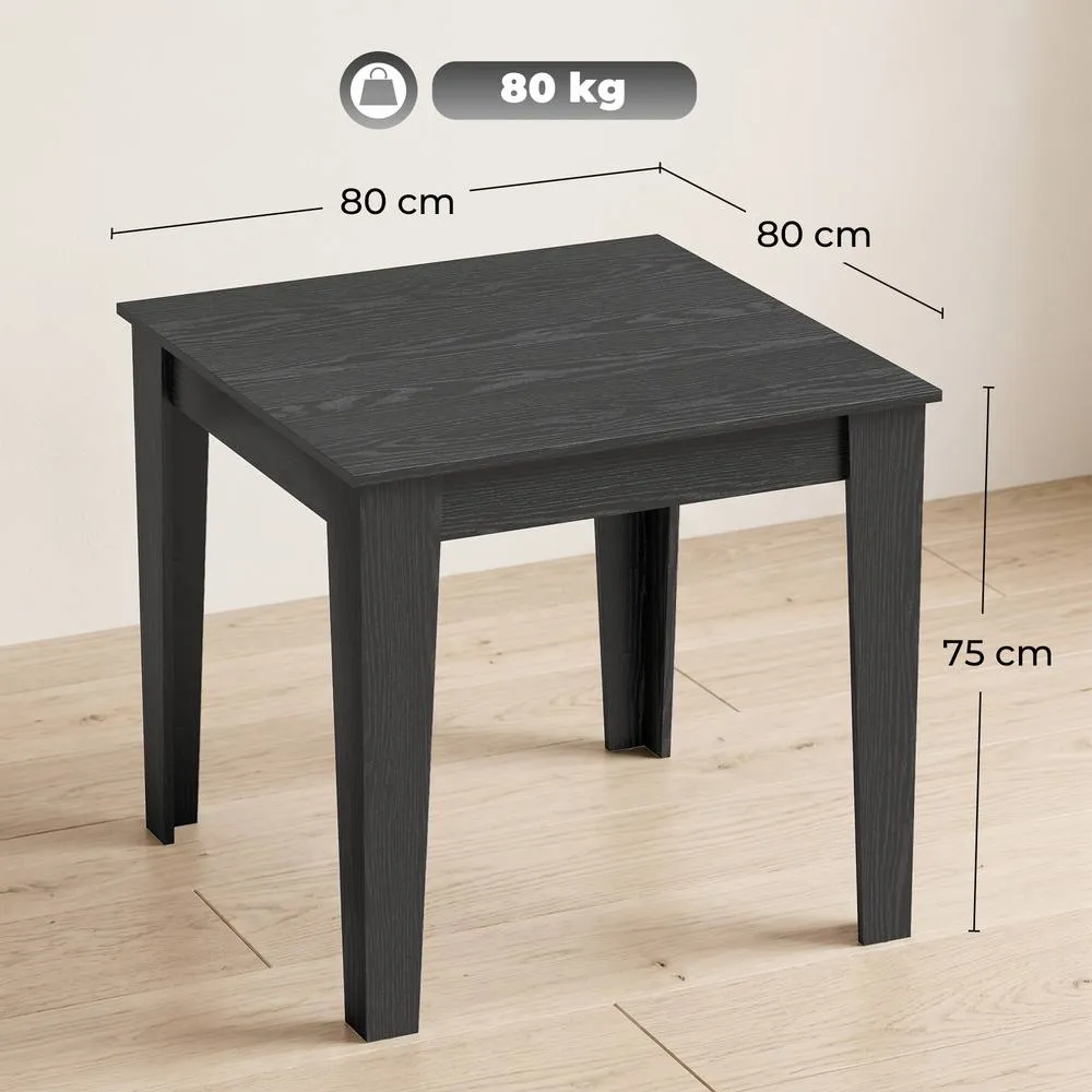 HOMCOM Dining Table for 4, 80L x 80W x 75Hcm, Black Wood Effect 3
