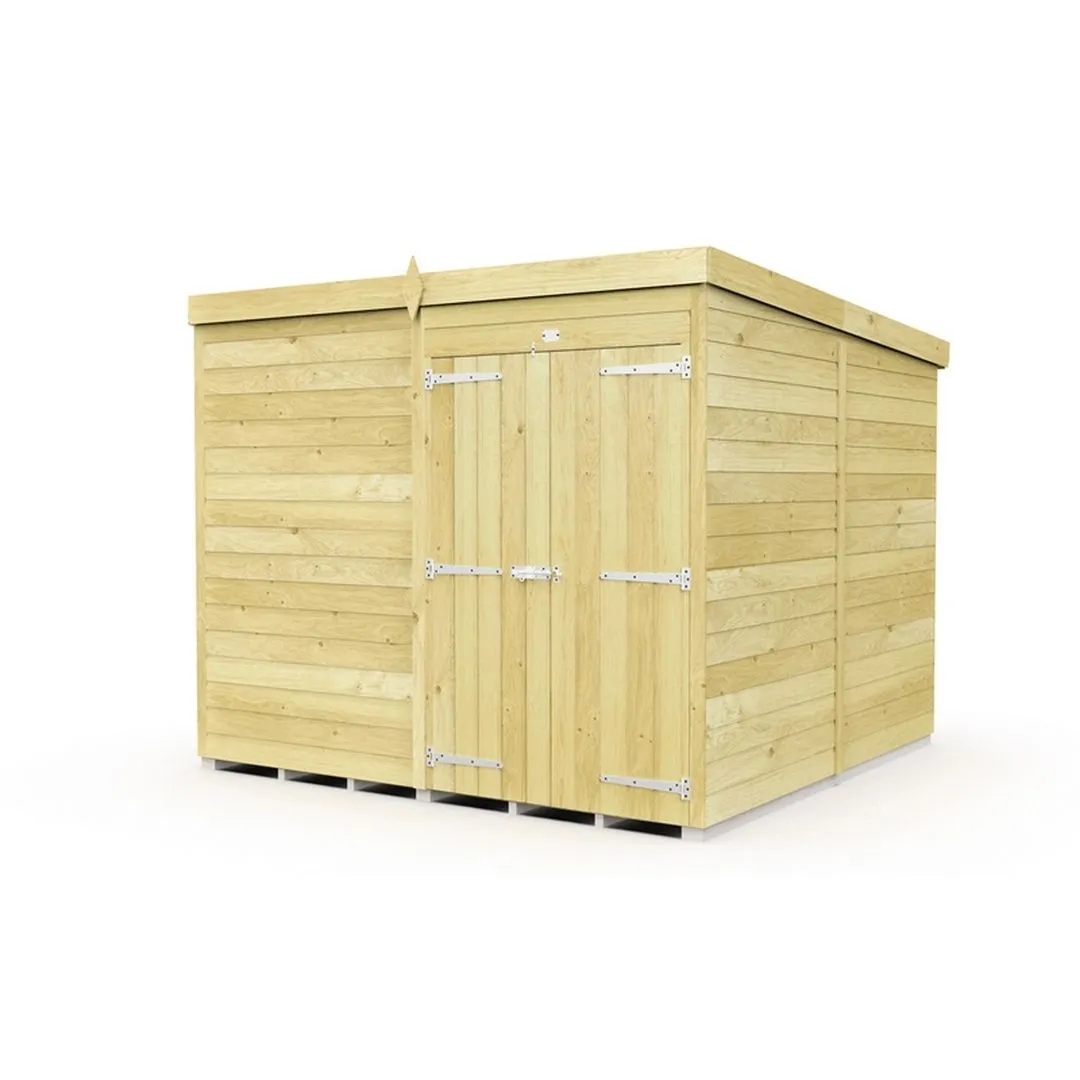Buttercup Farm 8 x 8 Feet Pent Shed - Double Door W/O Windows - L231 x W243 x H201 cm in Brown