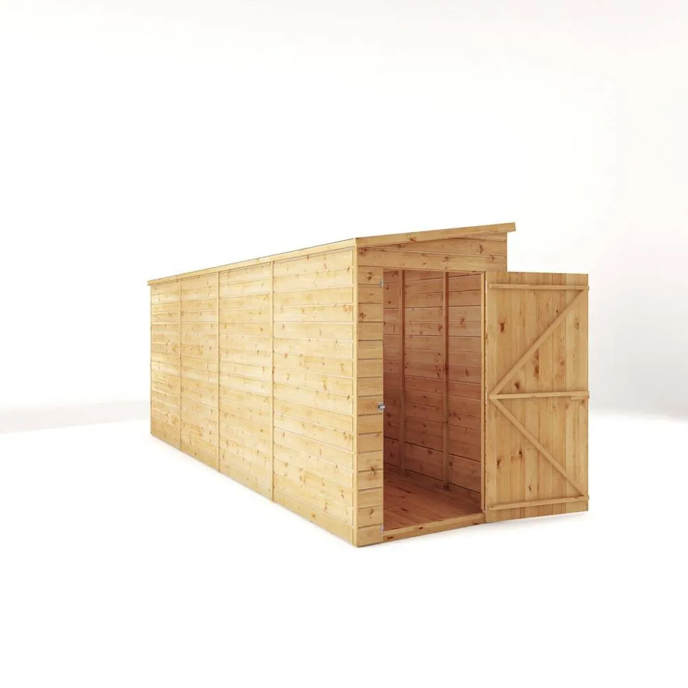 Mercia 16 x 4 Feet Modular Shiplap Pent - Windowless - L488xW127.9xH203.3 cm in Light Brown 2