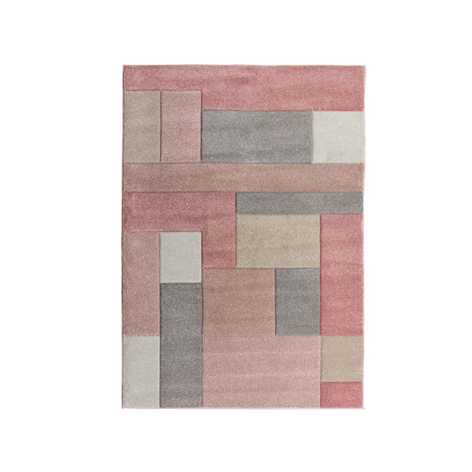 Cosmos Hand Carved Rug Pink, Grey and Brown