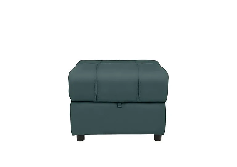 Moreno Leather Storage Footstool - BV Lake Green