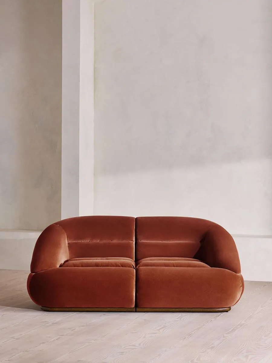 Edison Modular Sofa, Three Seater, Velvet, Rust