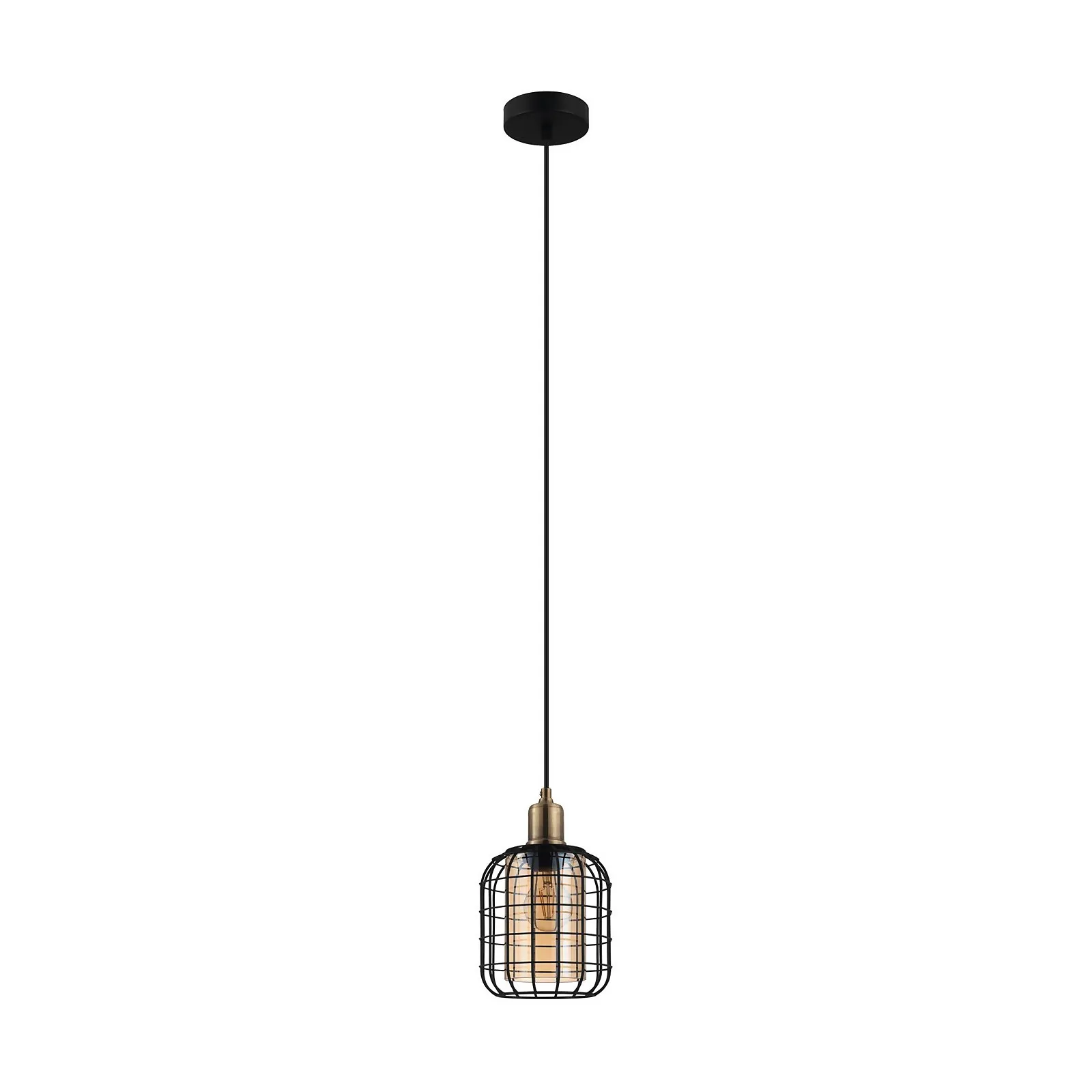 EGLO Chisle Amber Caged Pendant Light