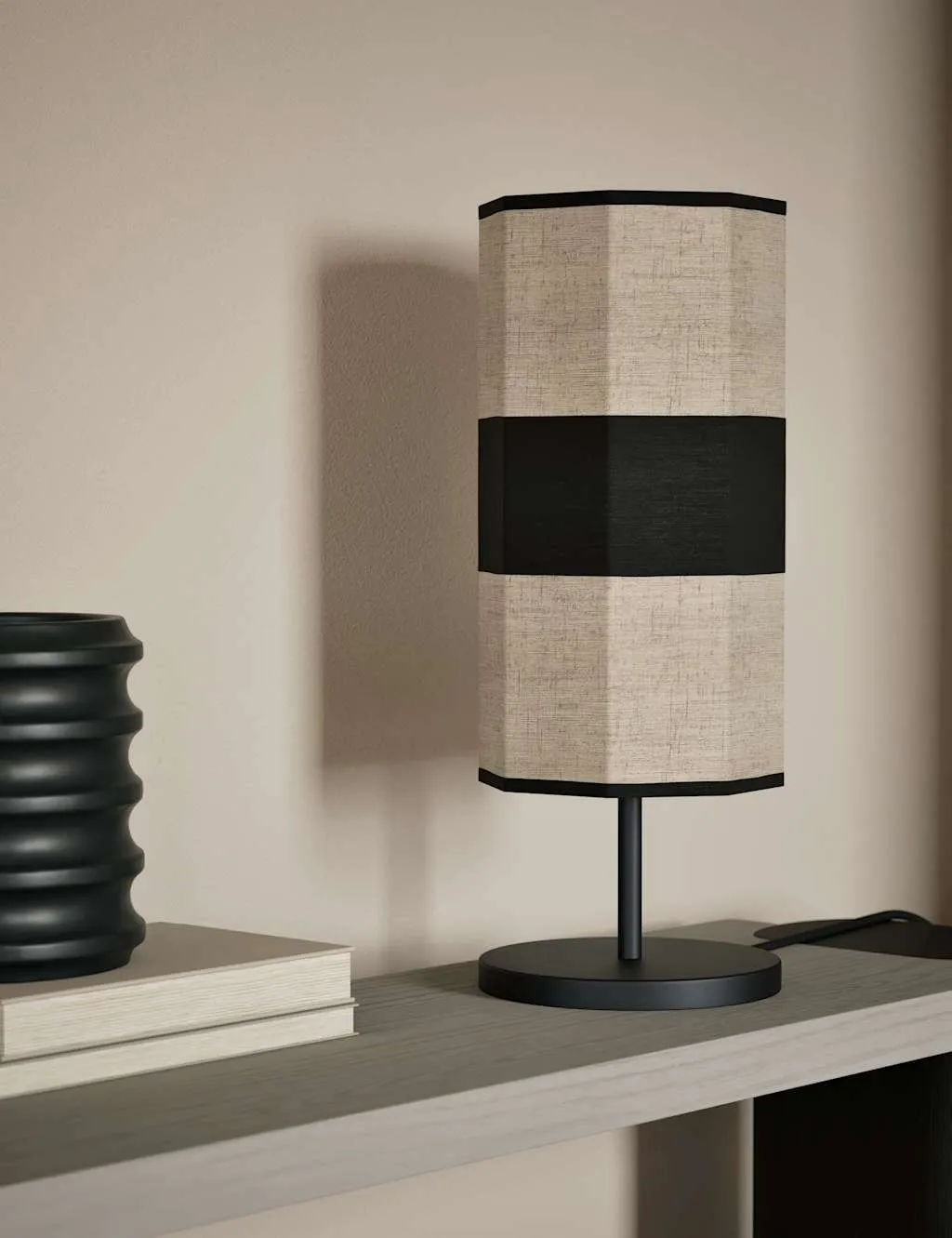 M&S X Kelly Hoppen Band Table Lamp Natural