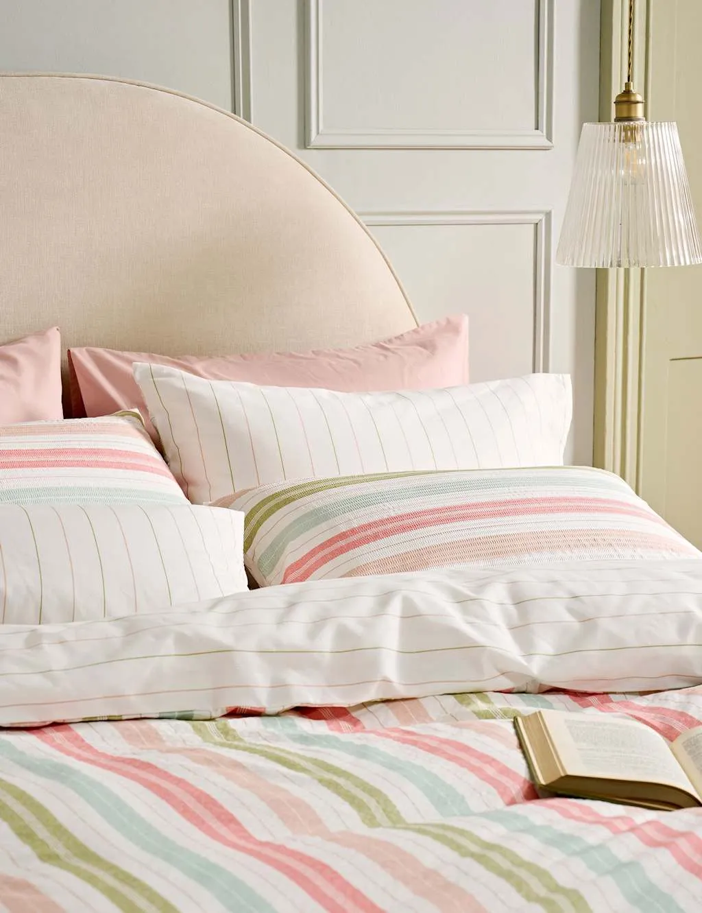 Laura Ashley Set of 2 Sophie Stripe Pure Cotton Pillowcases Multi
