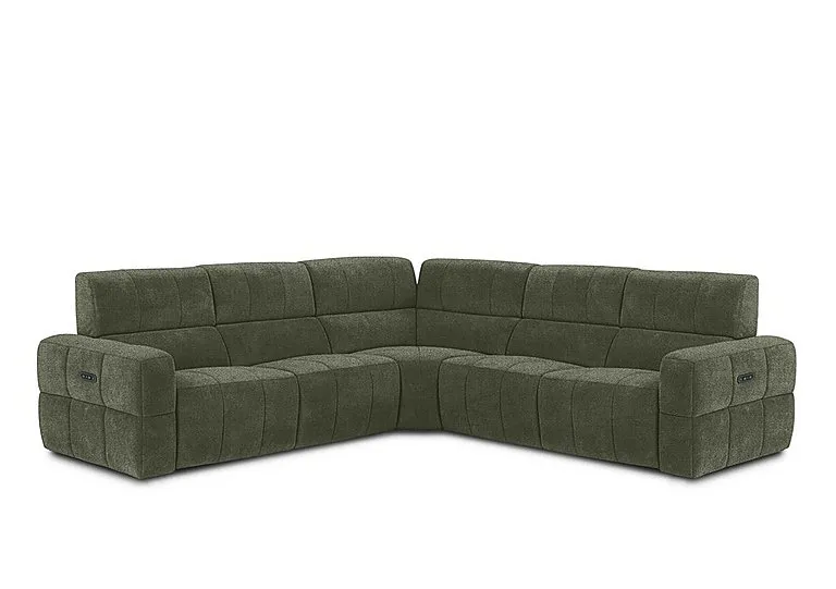 Cube Fabric Large Power Recliner Corner Sofa with Power Headrests